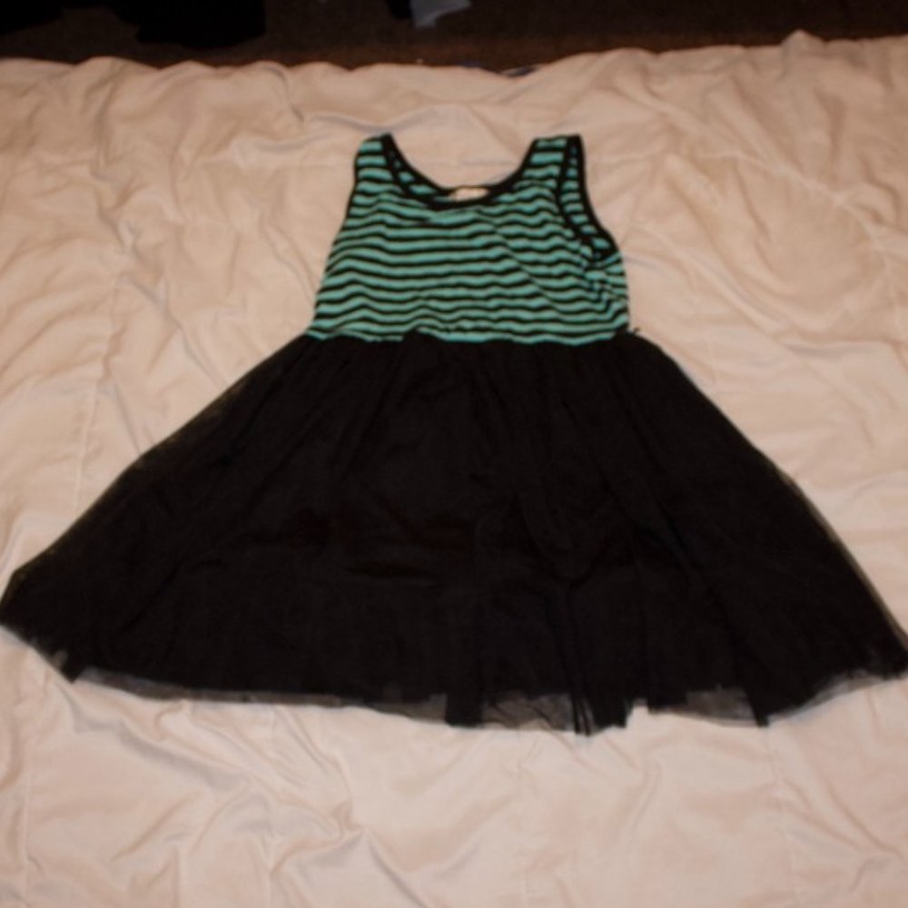 Knitworks Teal and Black Striped Dress